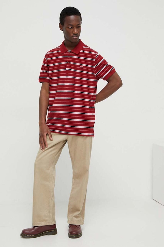 Bavlnené polo tričko Levi's 35883 burgundské SS25