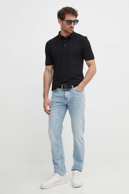 Sisley polo de bumbac 3089S300J negru SS24