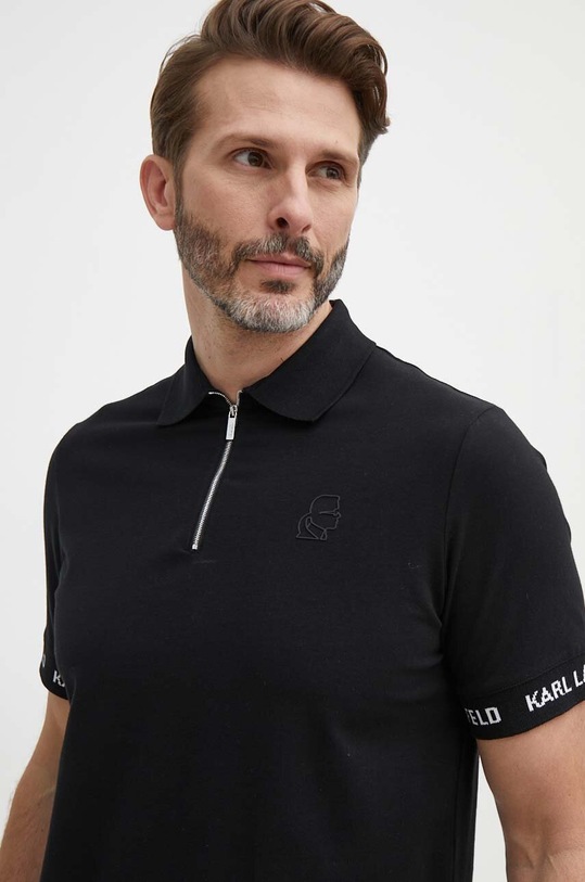 Тениска с яка Karl Lagerfeld черен 542221.745018