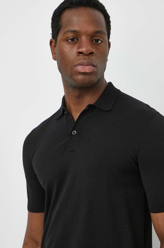 Πόλο από μείγμα μεταξιού Calvin Klein μαύρο K10K113053