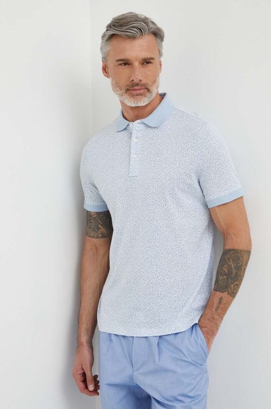 Michael Kors polo bawełniane wzorzyste niebieski CS451YHDV0