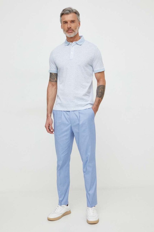 Michael Kors polo bawełniane CS451YHDV0 niebieski SS24
