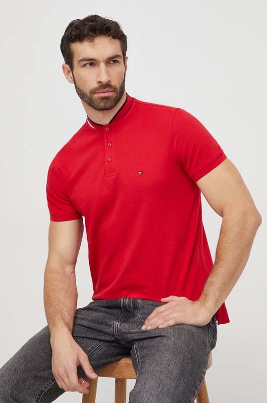 Πόλο Tommy Hilfiger με ελαστάν κόκκινο MW0MW34752