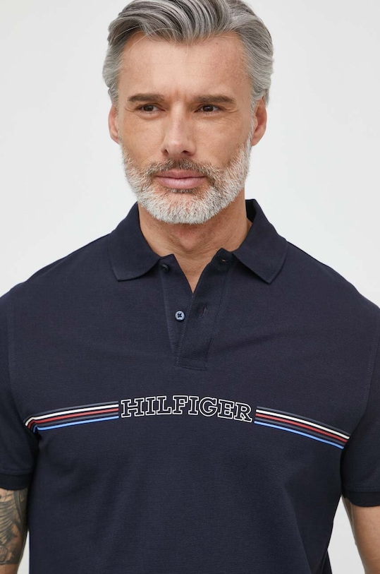 Tommy Hilfiger polo bawełniane nadruk granatowy MW0MW34769