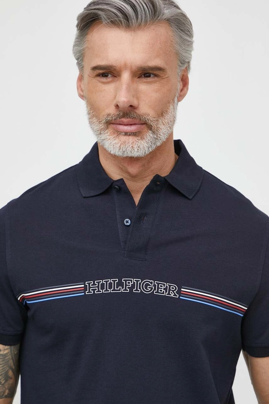 Tommy Hilfiger polo bawełniane nadruk granatowy MW0MW34769