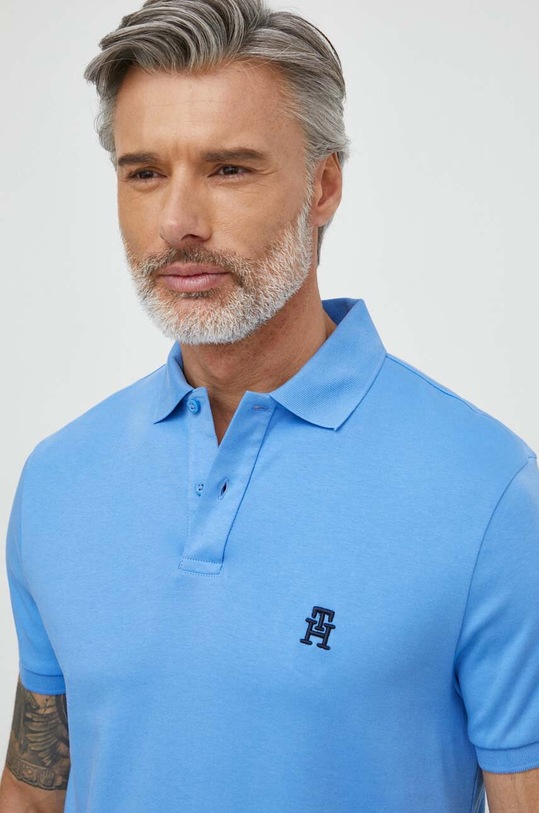 Ρούχα Βαμβακερό μπλουζάκι πόλο Tommy Hilfiger MW0MW34783 μπλε