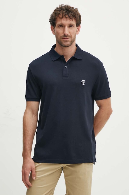 Хлопковое поло Tommy Hilfiger хлопок тёмно-синий MW0MW34783