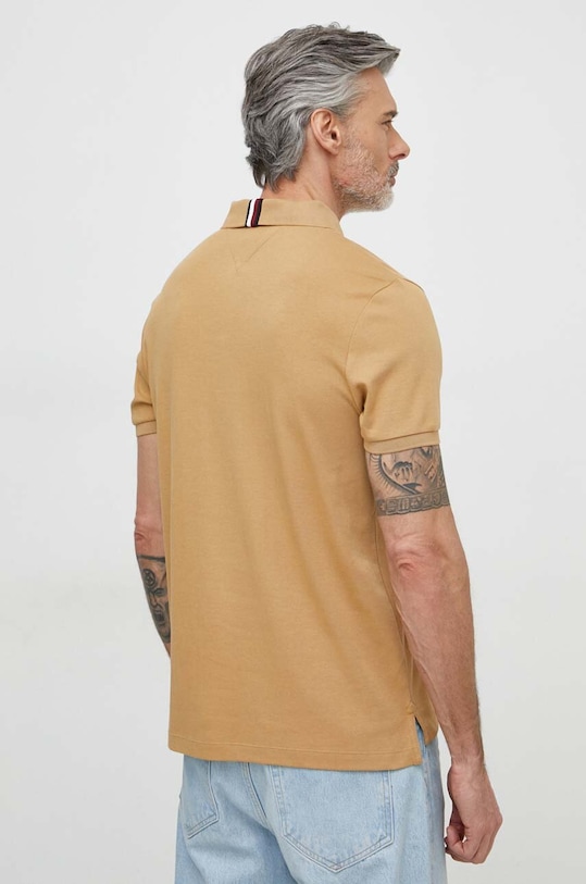 Βαμβακερό μπλουζάκι πόλο Tommy Hilfiger MW0MW34783 μπεζ AW24