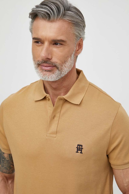 Одяг Бавовняне поло Tommy Hilfiger MW0MW34783 бежевий