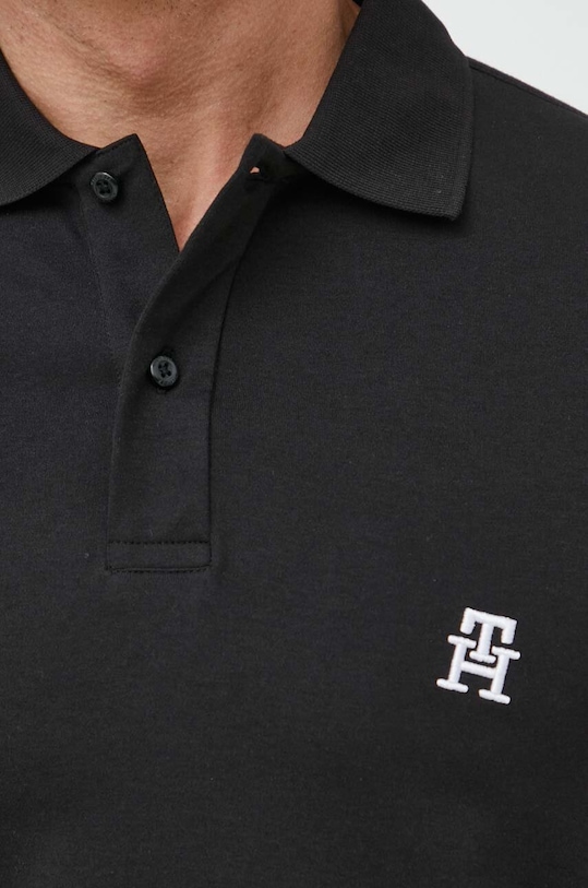 Βαμβακερό μπλουζάκι πόλο Tommy Hilfiger μαύρο MW0MW34783