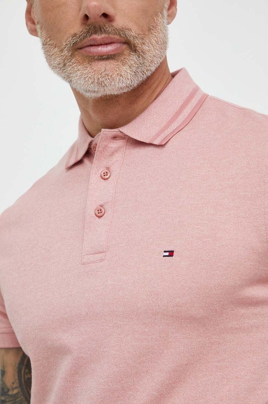 Tommy Hilfiger polo bawełniane różowy MW0MW34755