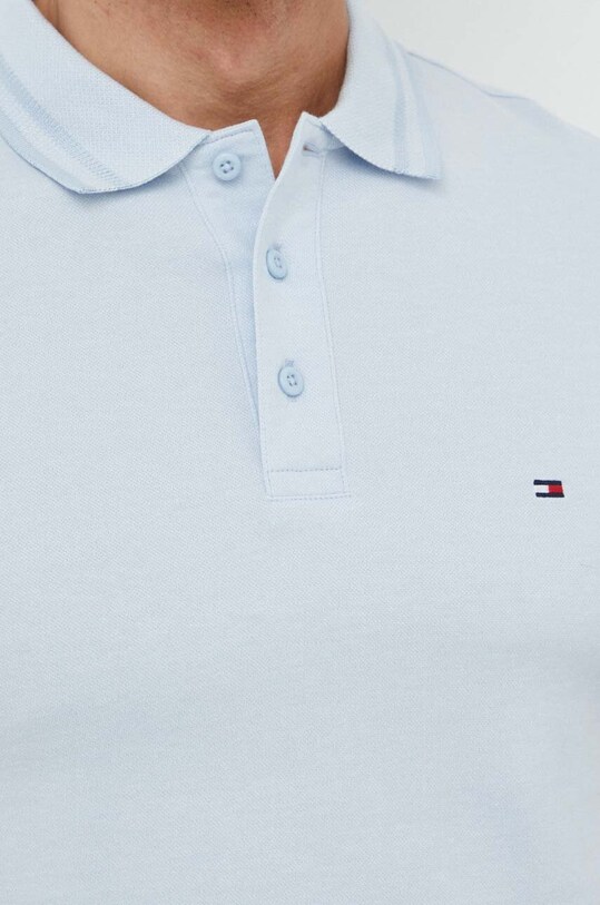 Бавовняне поло Tommy Hilfiger блакитний MW0MW34755