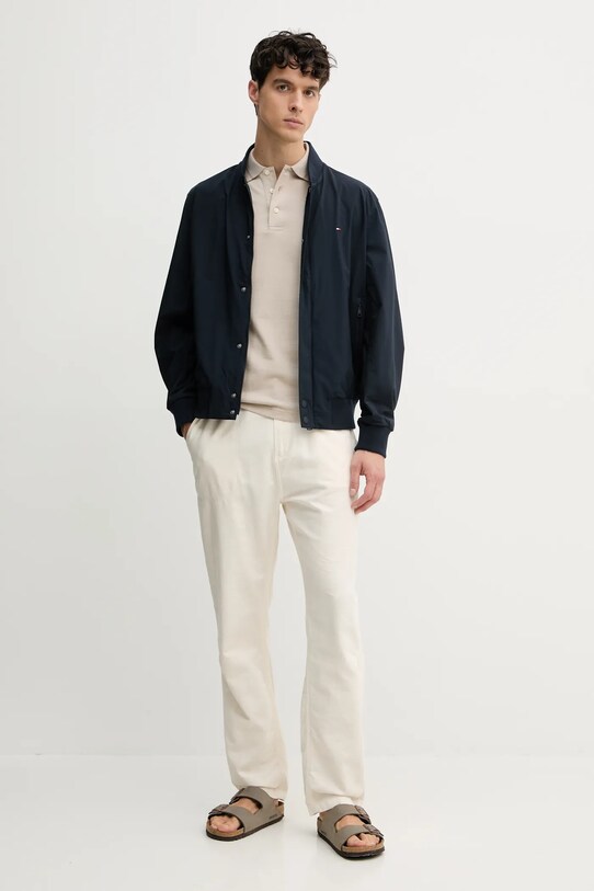 Βαμβακερό μπλουζάκι πόλο Tommy Hilfiger MW0MW34755 μπεζ SS25