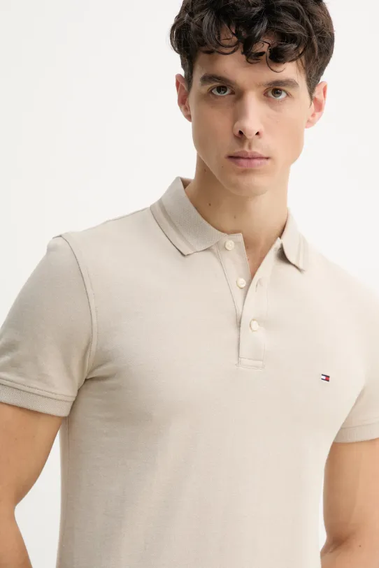 Bavlněné polo tričko Tommy Hilfiger béžová MW0MW34755