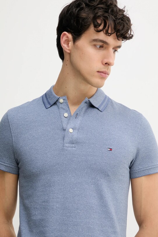 Βαμβακερό μπλουζάκι πόλο Tommy Hilfiger μπλε MW0MW34755