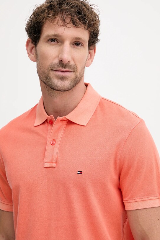 Odzież Tommy Hilfiger polo bawełniane MW0MW34757 pomarańczowy