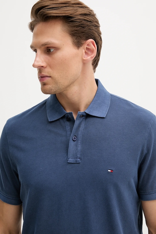 Дрехи Памучна тениска с яка Tommy Hilfiger MW0MW34757 тъмносин