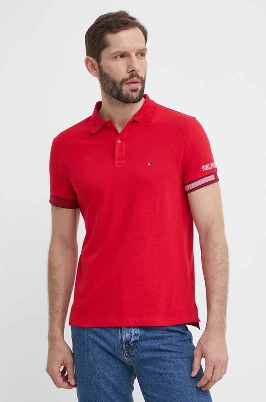 Tommy Hilfiger tricou polo MW0MW34780 rosu SS24