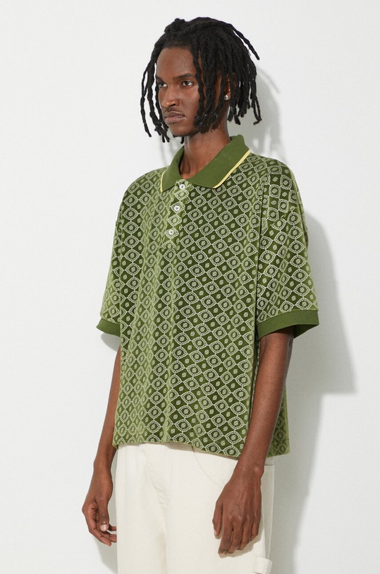 Polo majica Drôle de Monsieur Le Polo Monogramme zelena D.PL121.CO091.GN