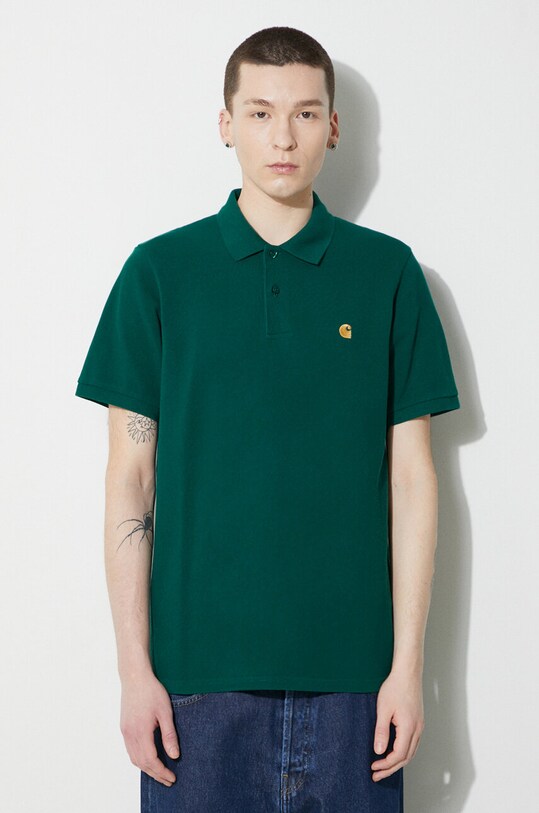 Carhartt WIP cotton polo shirt S/S Chase Pique Polo cotton green I023807.1YWXX