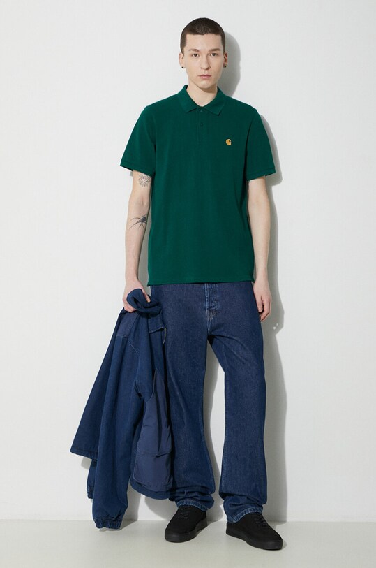 Carhartt WIP cotton polo shirt S/S Chase Pique Polo I023807.1YWXX green SS24