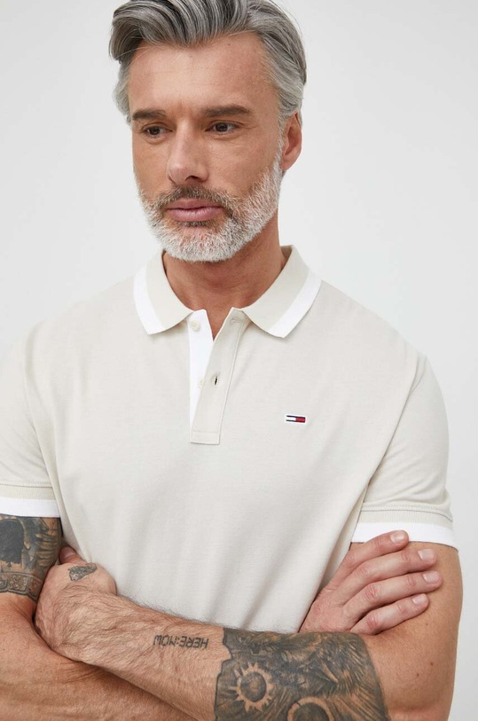 Odzież Tommy Jeans polo bawełniane DM0DM18313 beżowy