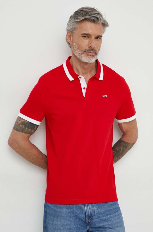 Tommy Jeans polo bawełniane DM0DM18313 czerwony SS24