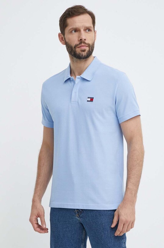 Tommy Jeans polo de bumbac regular albastru DM0DM18314
