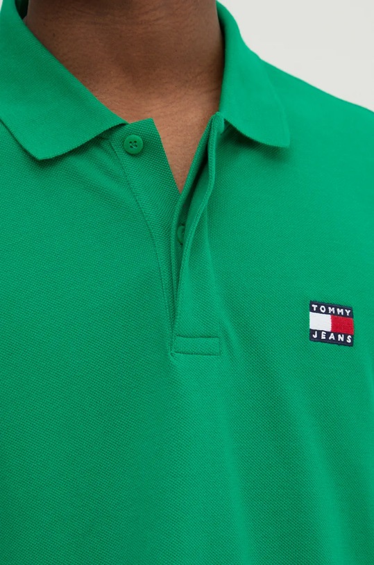 Bavlněné polo tričko Tommy Jeans DM0DM18314 zelená