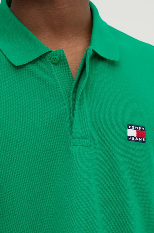 Bavlněné polo tričko Tommy Jeans DM0DM18314 zelená