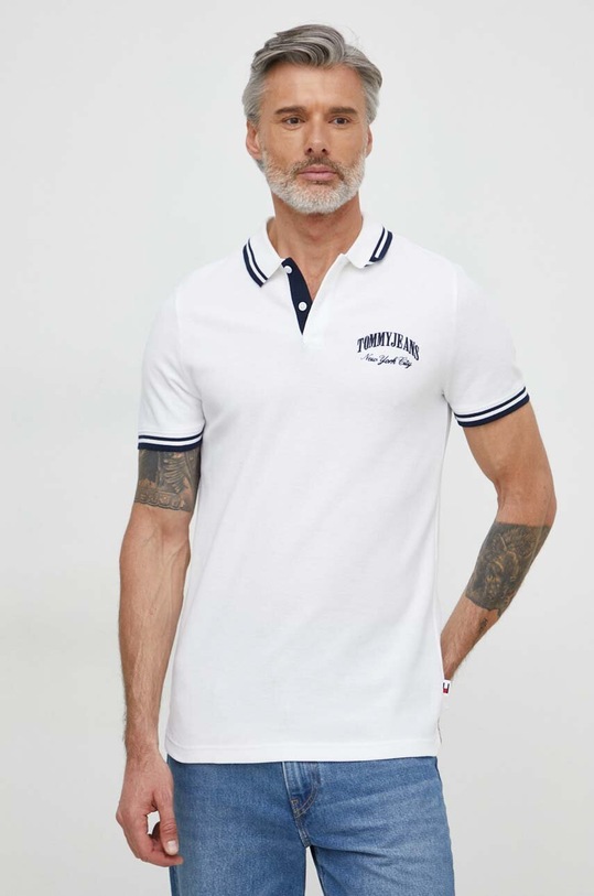 Tommy Jeans polo de bumbac DM0DM18922 alb SS24