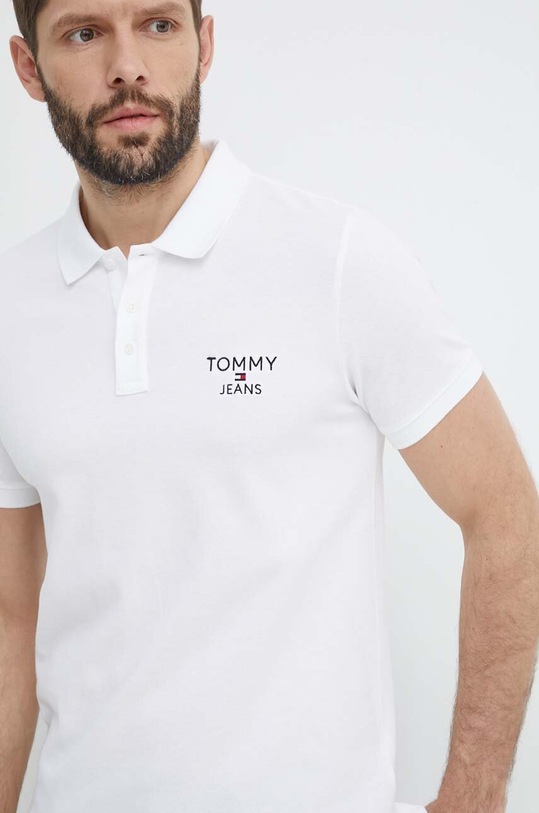 Tommy Jeans polo bawełniane DM0DM18927 biały SS24