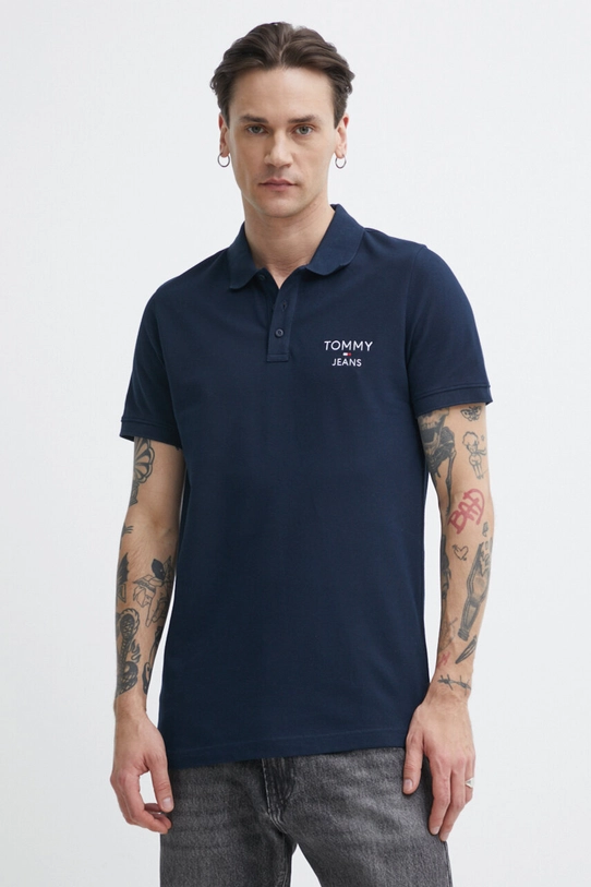 Tommy Jeans polo bawełniane DM0DM18927 granatowy SS24