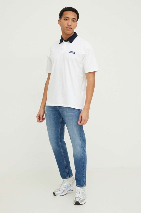 Bavlněné polo tričko Hollister Co. KI324.4059.100 bílá SS24