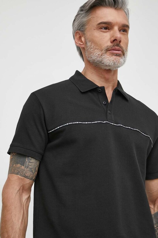 Tommy Jeans polo de bumbac uni negru DM0DM18926
