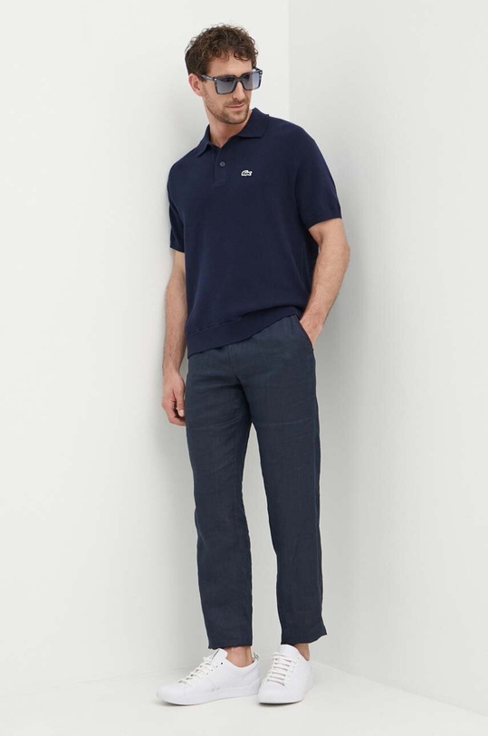 Lacoste polo bawełniane AH7642 granatowy SS24