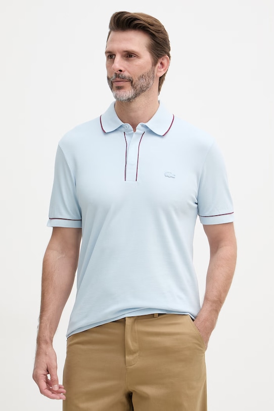 Lacoste polo męskie bawełniane z elastanem niebieski PH8184