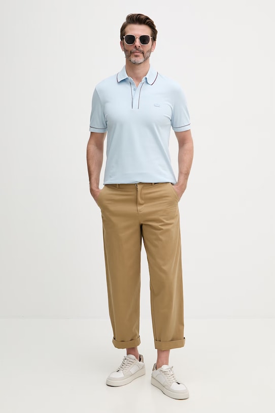 Lacoste polo męskie bawełniane z elastanem PH8184 niebieski SS26