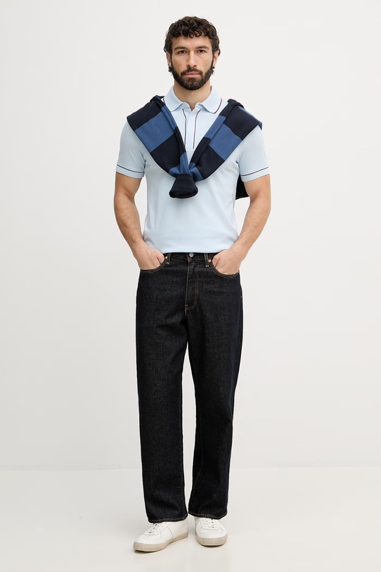 Lacoste polo męskie bawełniane z elastanem PH8184 niebieski SS26