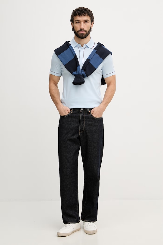 Lacoste polo męskie bawełniane z elastanem PH8184 niebieski SS26