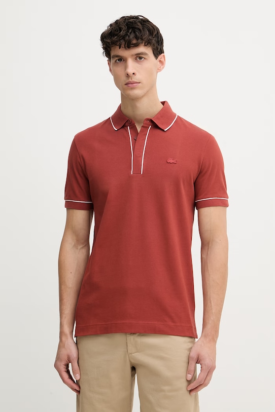 Lacoste polo da uomo in cotone con elastan arancione PH8184