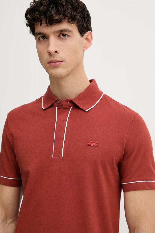 Lacoste polo męskie bawełniane z elastanem pomarańczowy PH8184