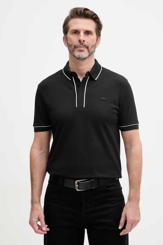 Lacoste polo pánské bavlněné s elastanem černá PH8184