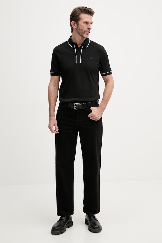 Lacoste polo pánské bavlněné s elastanem PH8184 černá SS26