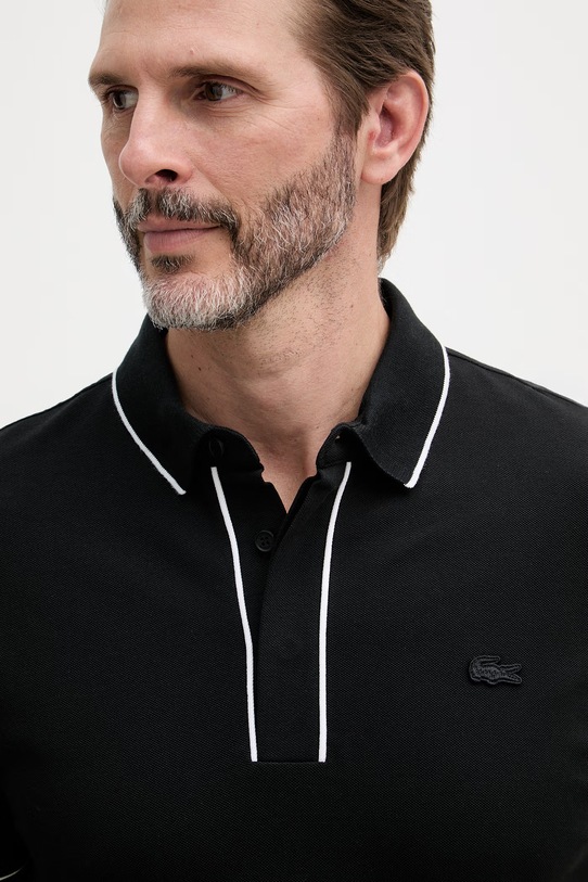 Lacoste polo pánské bavlněné s elastanem černá PH8184
