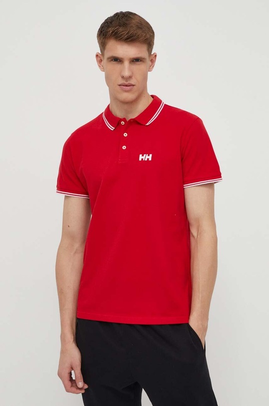 Βαμβακερό μπλουζάκι πόλο Helly Hansen κανονικό κόκκινο 34297