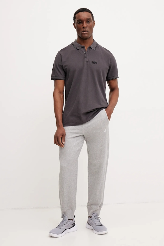 Helly Hansen polo bawełniane 34297 szary SS25