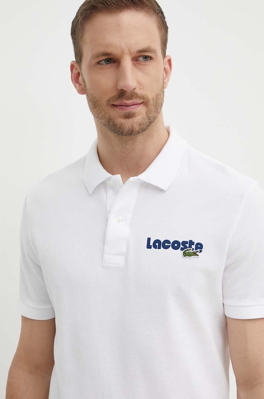 Lacoste polo bawełniane nadruk biały PH7426