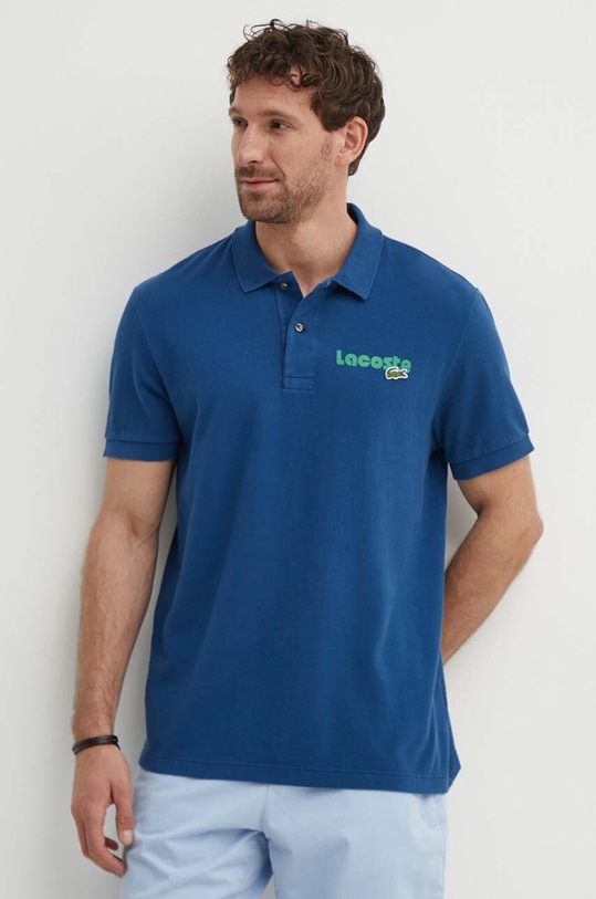 Lacoste polo bawełniane nadruk niebieski PH7426
