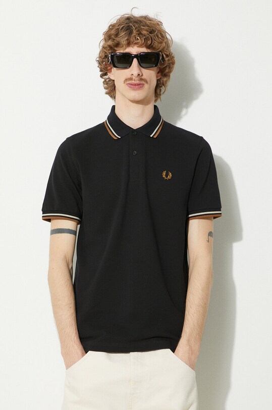 Fred Perry cotton polo shirt Twin Tipped Shirt cotton black M12.U57